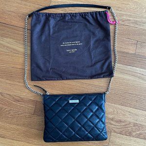 Kate Spade black quilted crossbody bag with gold chain - Excellent condition!